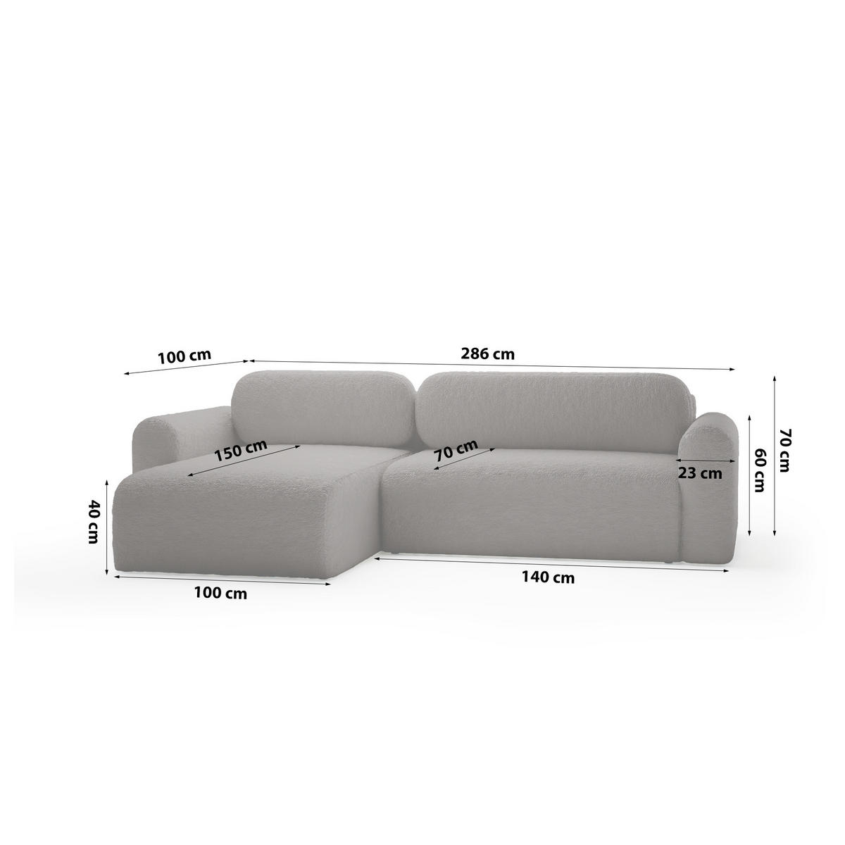 ECKSOFA mit Schlaffunktion Thekla, Grau - Grau, Textil (286/100cm) - Fedve
