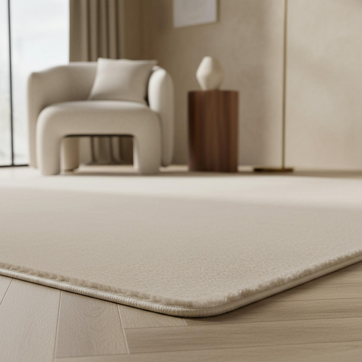 KURZFLORTEPPICH Waschbar ISAR, einfarbig, Creme, 240 x 340 cm - Beige, Textil (340/240cm) - KADIMA DESIGN