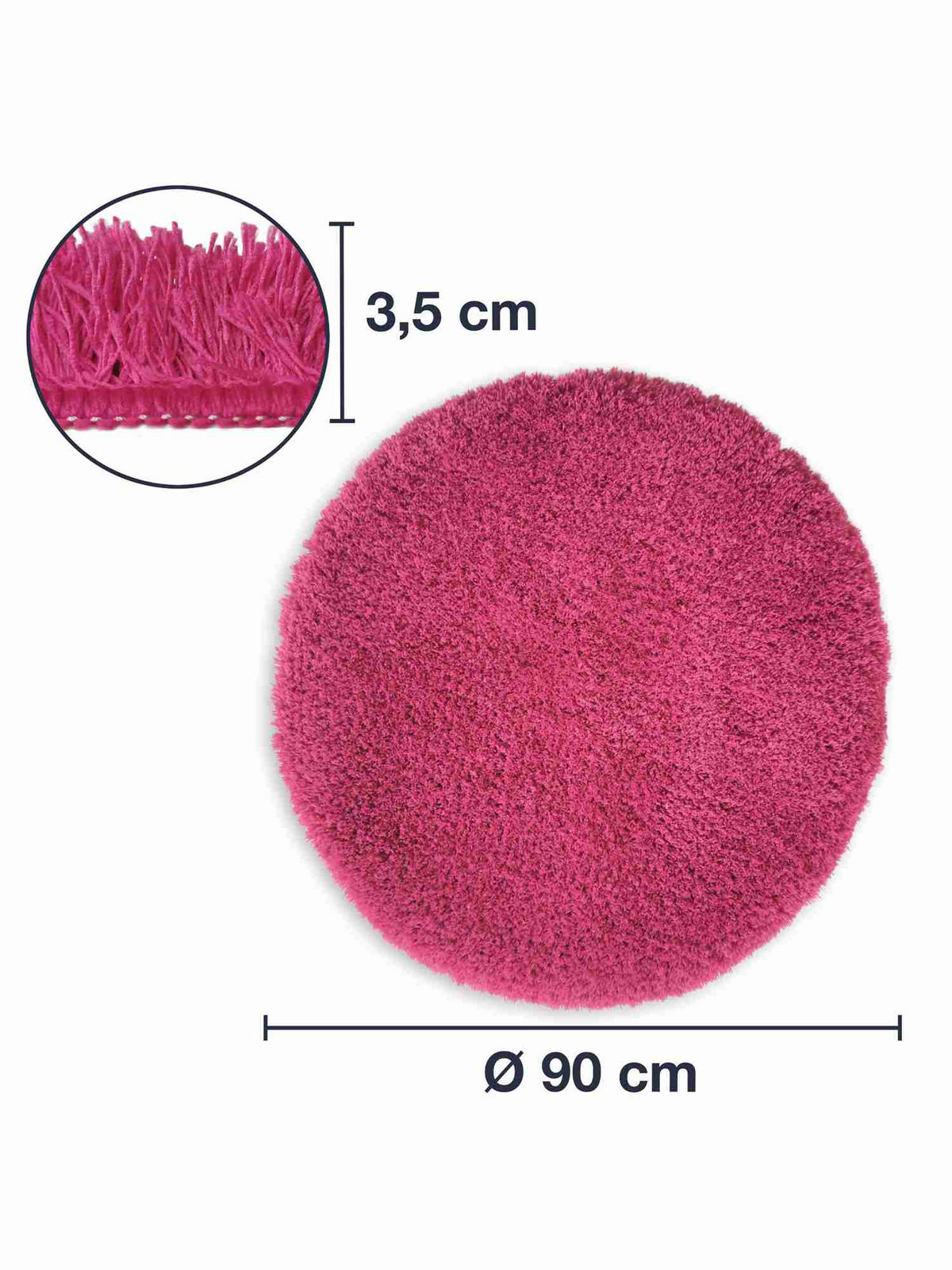 HOCHFLOR BADEMATTEN MALMÖ - Pink, Textil (90/90cm) - WohnDirect