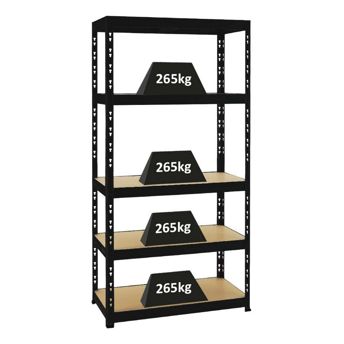 SCHWERLASTREGAL Tiger 180x90x45 cm Fachlast 265 kg Schwarz - Schwarz, Metall (90/180/45cm) - PROREGAL