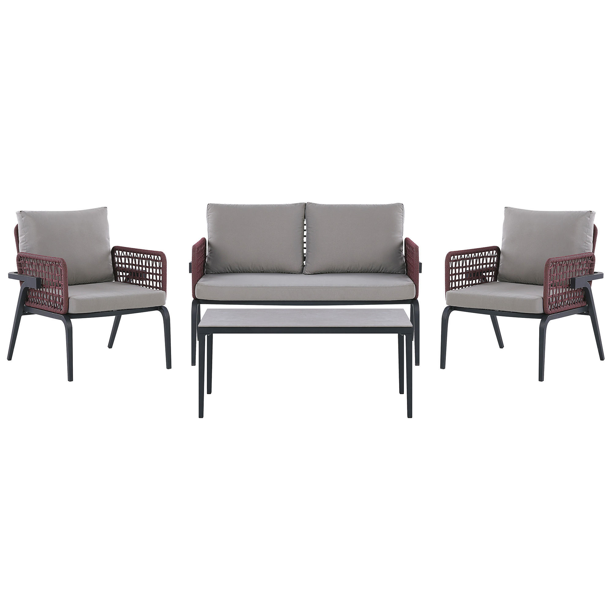 LOUNGE-SET 4-Sitzer grau Sciacca - Grau, Metall - Beliani