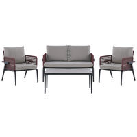 LOUNGE-SET 4-Sitzer grau Sciacca - Grau, Metall - Beliani