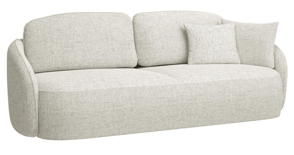 3-SITZER-SOFA Savoy Cremeweiß mit Schlaffunktion - Creme/Schwarz, Kunststoff/Textil (254/96/105cm) - Selsey