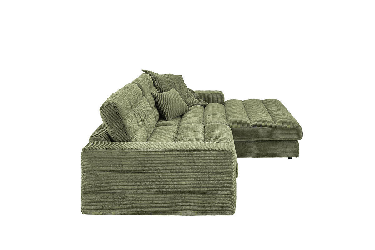 ECKSOFA LANA SOFA Grün Cord - Schwarz/Grün, Textil (296/205cm) - KAWOLA