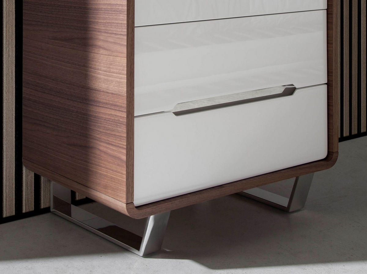 KOMMODE Kommode weißes Holz, Nussbaum und verchromter Stahl 60/39/108 cm - Walnussfarben/Weiß, Holz (90/108/39cm) - ANGEL CERDA