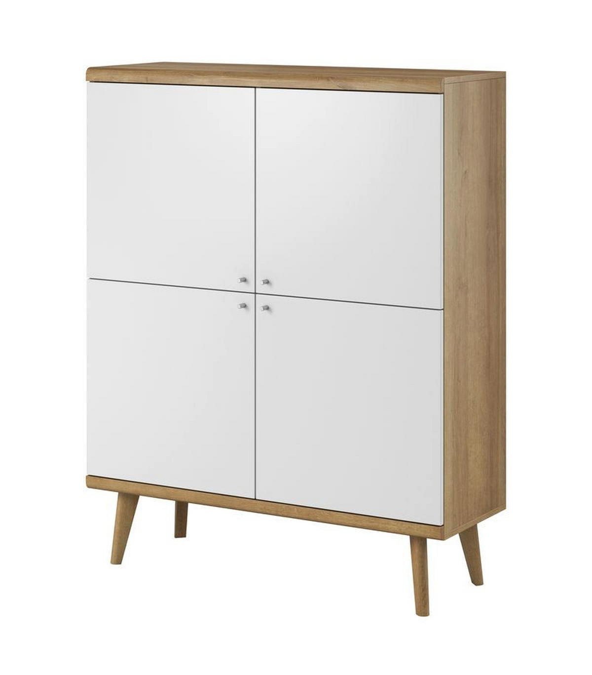 WOHNZIMMER Set 4-tlg. – Primo – Weiß / Sonoma Eiche - Weiß, Holzwerkstoff (107/83/40cm) - hi-markt