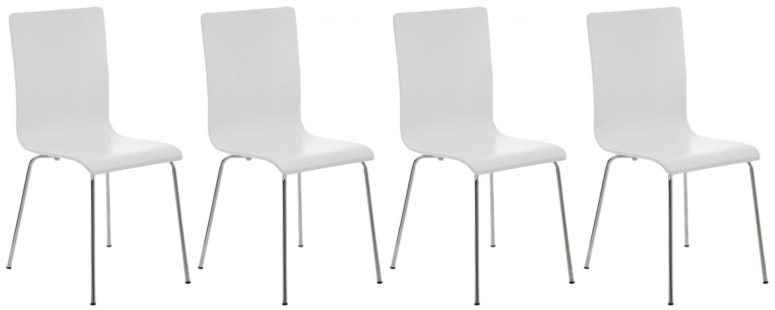 BESUCHERSTUHL 4er Set Holz weiß - Weiß, Holz/Metall (43/87/47cm) - CLP