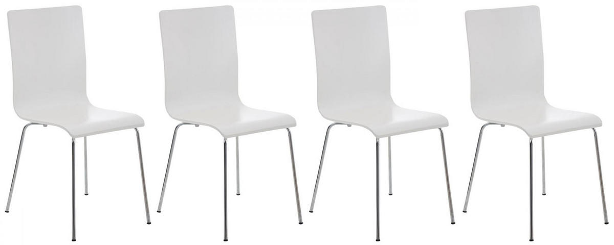 BESUCHERSTUHL 4er Set Holz weiß - Weiß, Holz/Metall (43/87/47cm) - CLP
