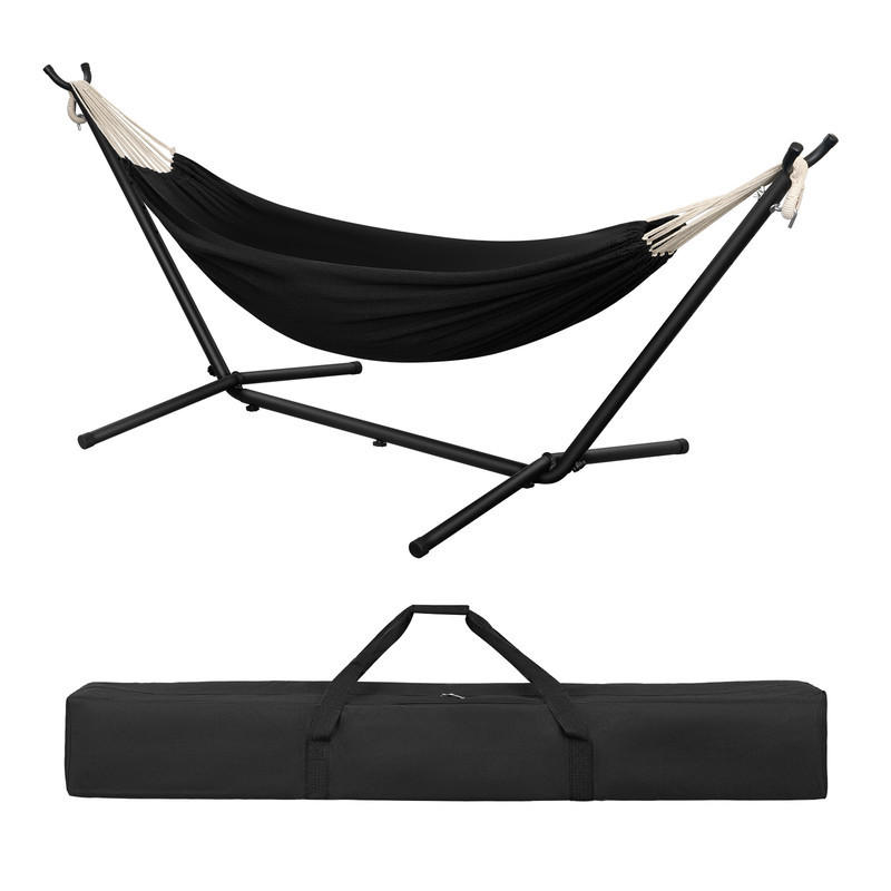 DOPPEL-HÄNGEMATTE mit Gestell – 250 kg, 2 Personen - Schwarz, Metall (106/100/280cm) - Auledio