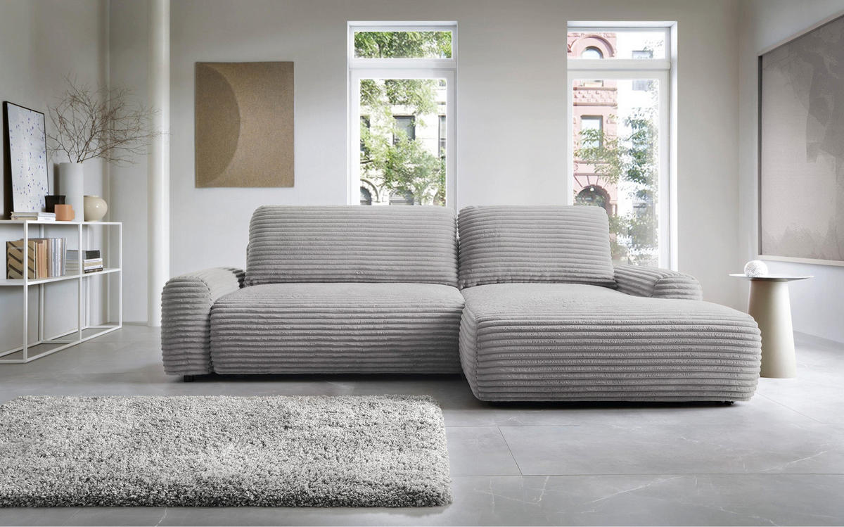 ECKSOFA Alferia Greige mit Cordbezug - Taupe/Schwarz, Kunststoff/Textil (162/264cm) - Selsey