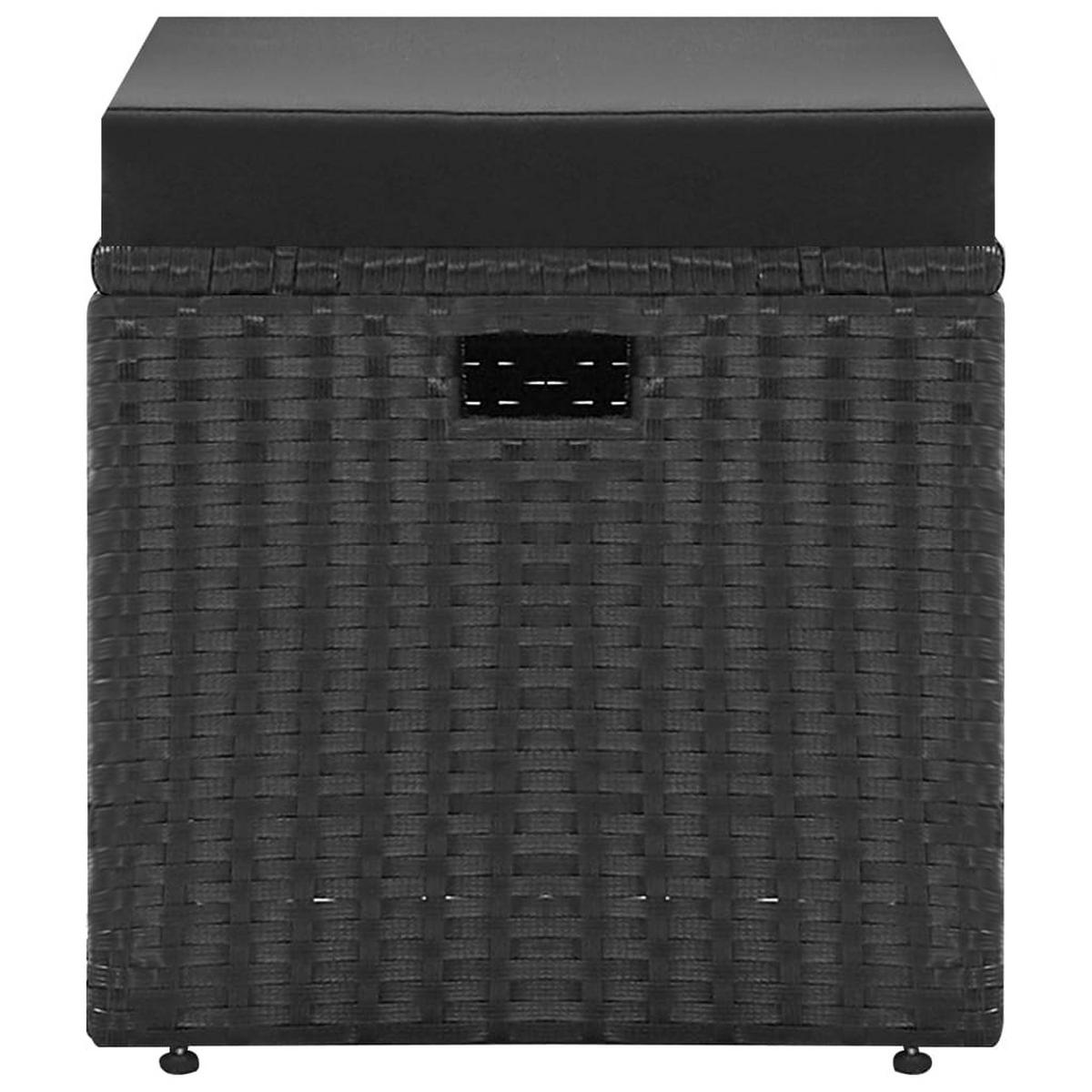 LOUNGEGARNITUR mit Auflagen und 80 cm Couchtisch, aus Poly Rattan und Glas, Schwarz, 4-teiliges Set - Schwarz, Kunststoff - vidaXL