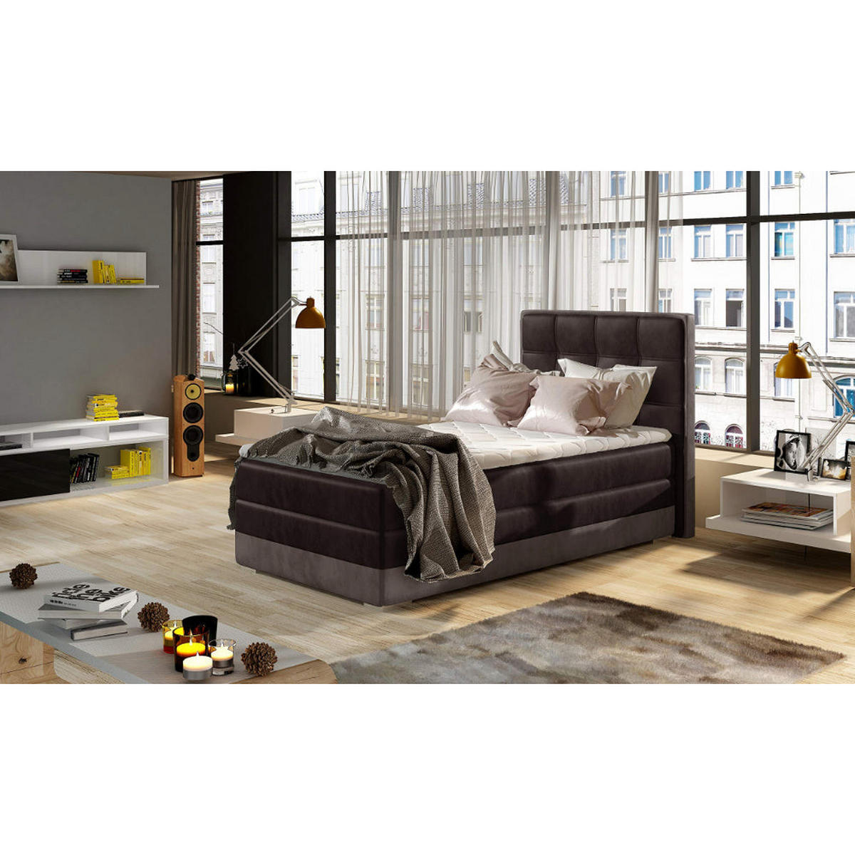 BOXBETT Aster 90x200 cm Bonellfederkern inkl - Braun, Holz/Textil (90/200cm) - Best For Home