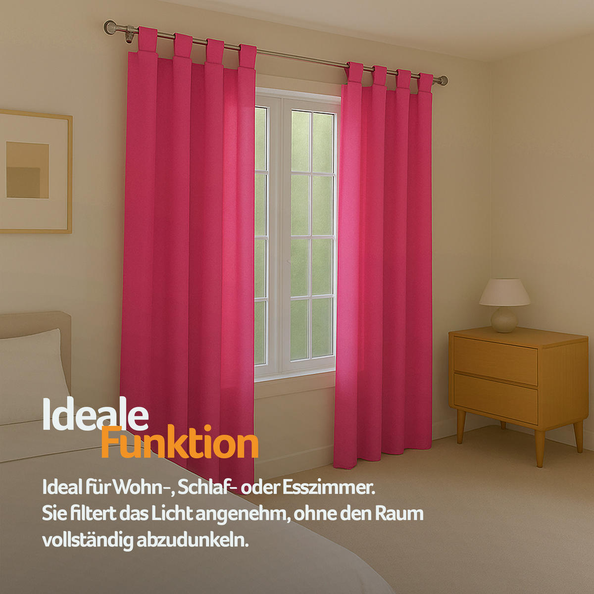 SCHLAUFENSCHAL blickdicht 140x175 cm Pink 2er-Pack - Pink, Textil (140/175cm)