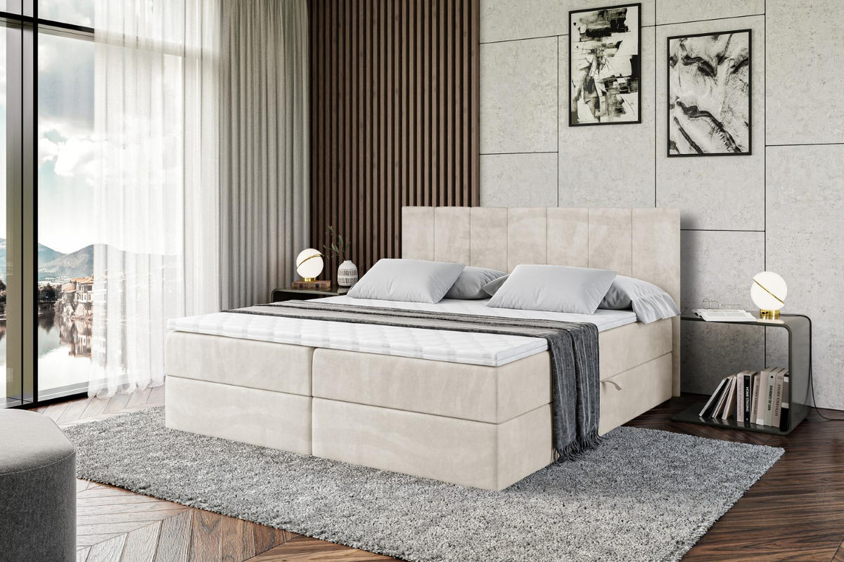 BOXBETT mit Matratze H3 und Lattenrost - MOETI - 120x200 cm Ecru - Ecru, Holzwerkstoff (120/200cm) - ALTDECOR