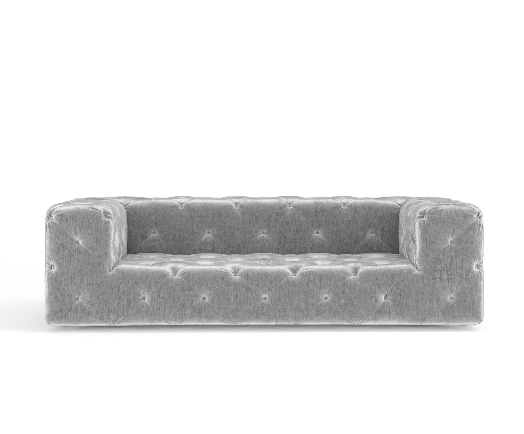 3-SITZER-SOFA Cosimo Hellgrau Samtstoff - Hellgrau/Schwarz, Holz/Holzwerkstoff (230/71/100cm) - Maison de Reve