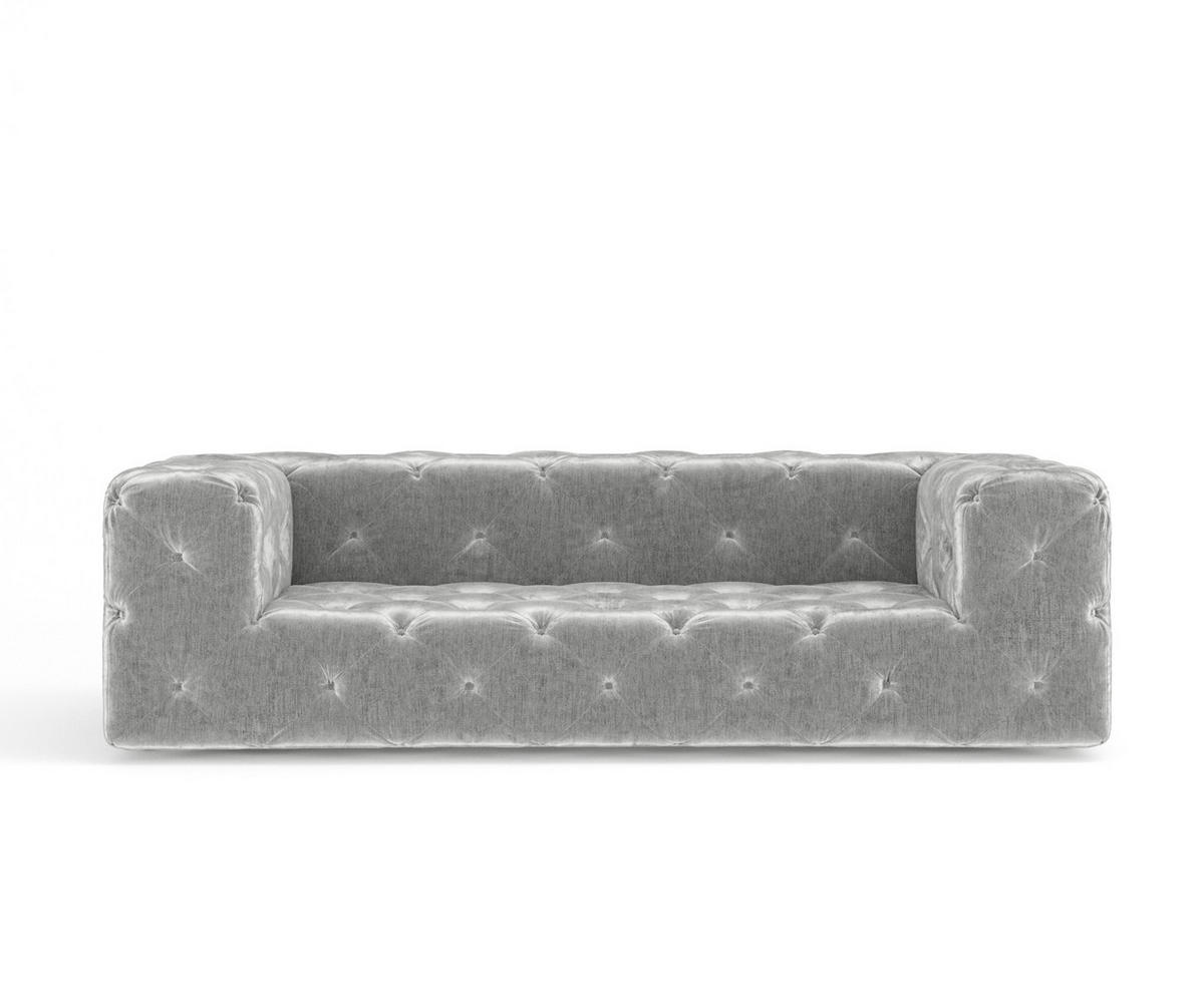 3-SITZER-SOFA Cosimo Hellgrau Samtstoff - Hellgrau/Schwarz, Holz/Holzwerkstoff (230/71/100cm) - Maison de Reve