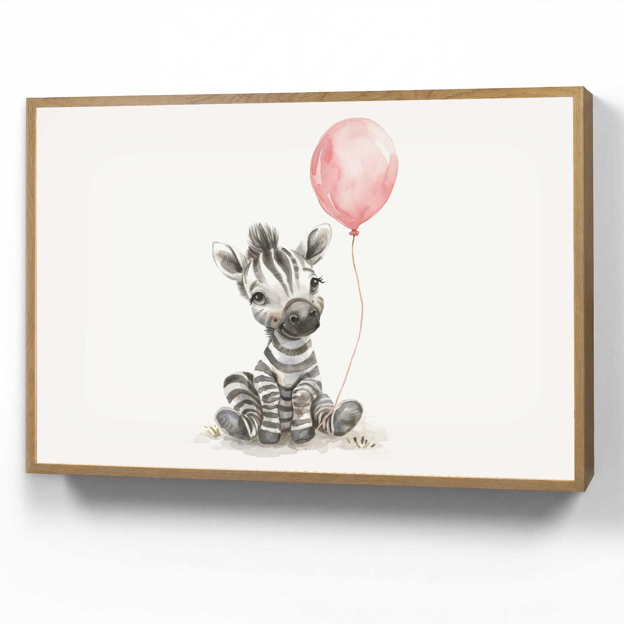 OnlyWow NÁSTĚNNÁ LAMPA S AKUMULÁTOREM Zebra - Dítě - Zvířata - Růžový balónek 90x60 cm