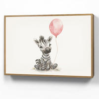 NACHTTISCHLAMPE MIT AKKU Zebra - Baby - Tiere - Rosa Luftballon 90x60 cm - Weiß, Holzwerkstoff (8/90/60cm) - OnlyWow