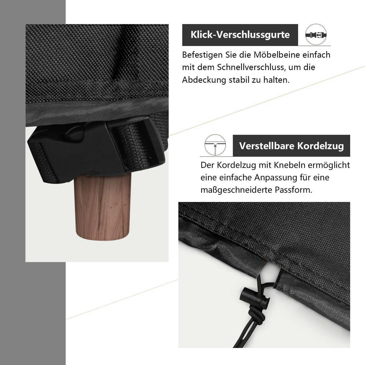 ABDECKHAUBE für Gartenmöbel 150 x 150 x 74 cm Schwarz - Schwarz, Textil (150.1/75.2/150cm)