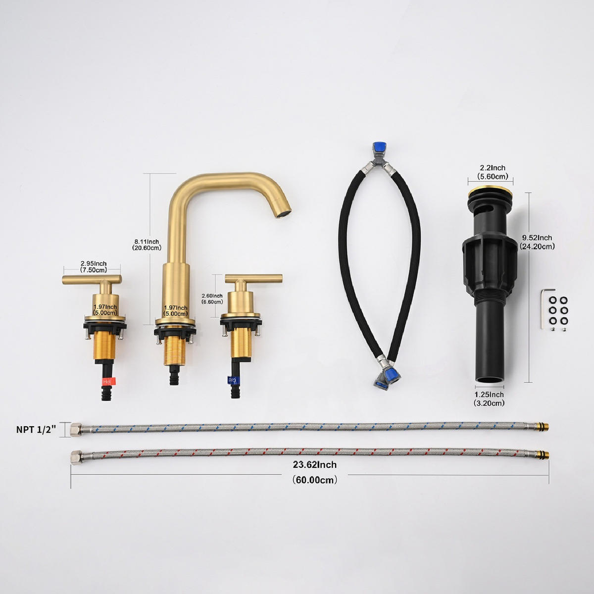 ARMATUR für Warm- und Kaltwasser – Gold – G1/2 - Platinfarben, Metall (35/8.5/28cm)