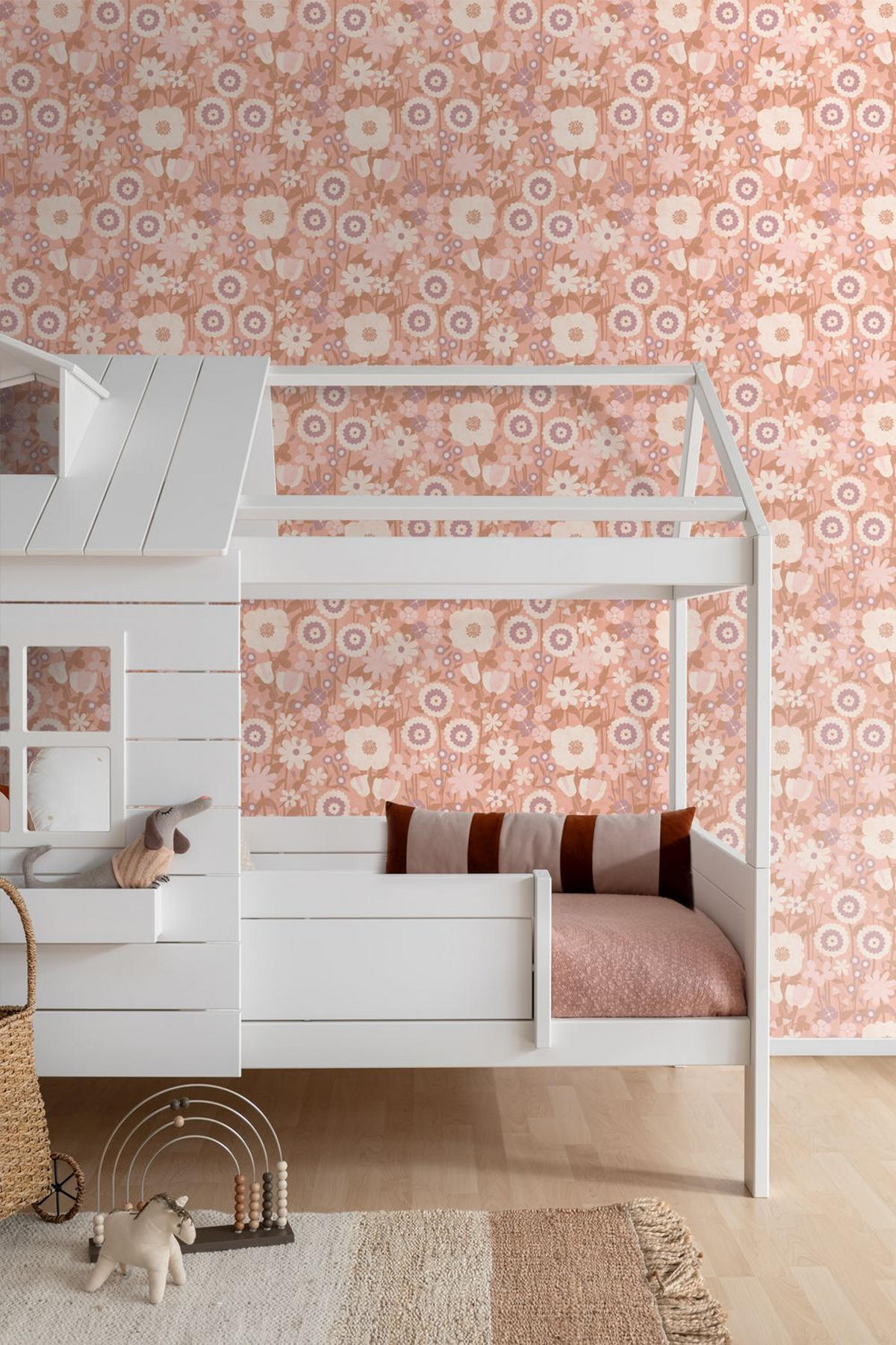 TAPETE Retro Blumen 50 x 900 cm - Pink, Papier (50/0.1cm) - ESTAhome