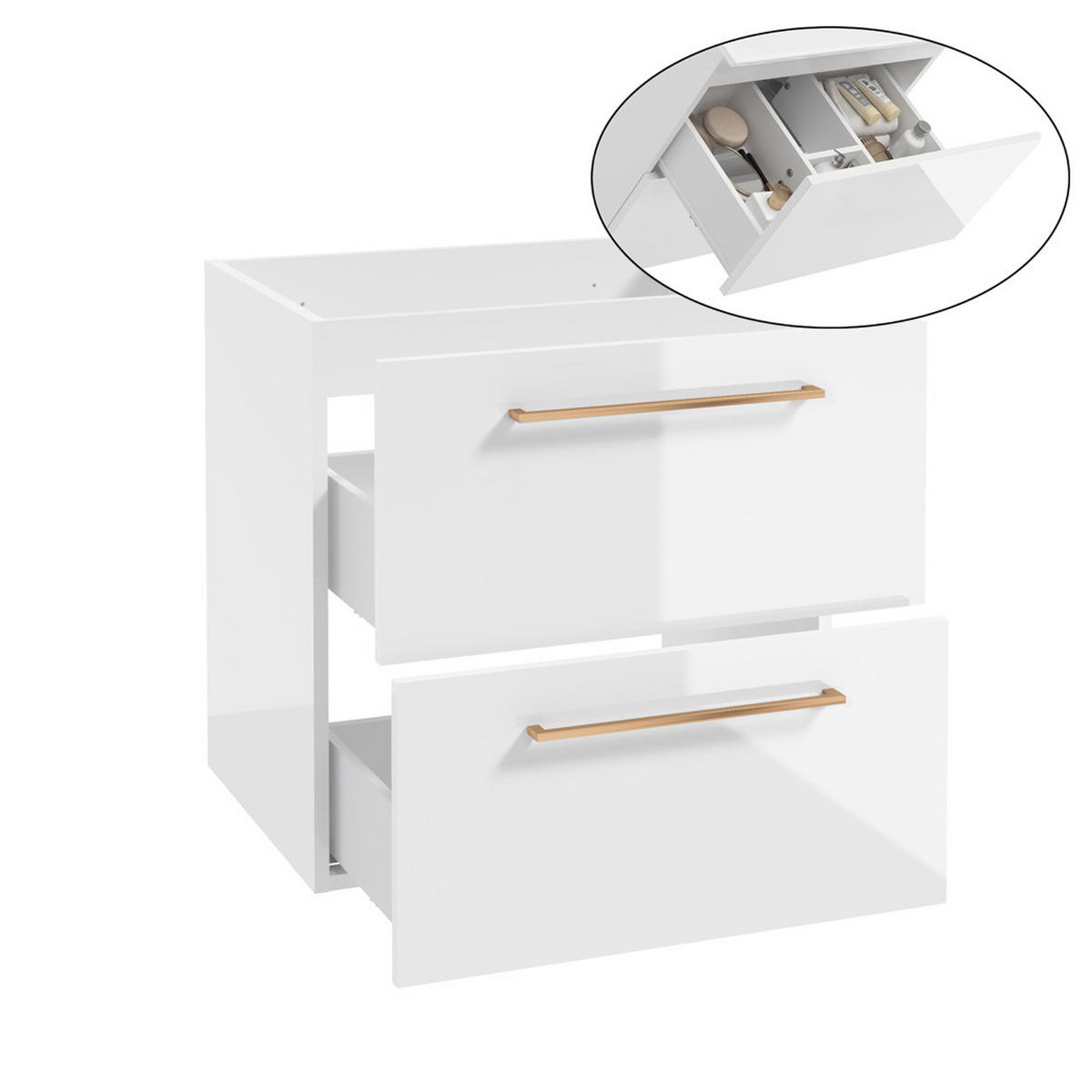 BADMÖBEL-SET 4-TLG. Messina-107 - Weiß, Holzwerkstoff (180/170/46cm) - Lomado