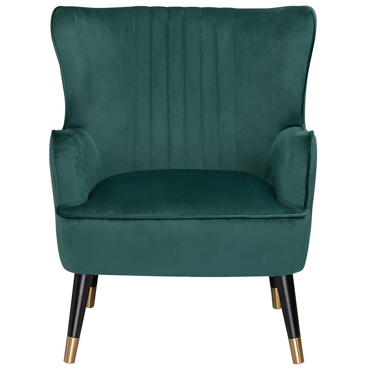SESSEL Samtstoff dunkelgrün Varberg - Goldfarben/Schwarz, Textil (74/89/77cm) - Beliani