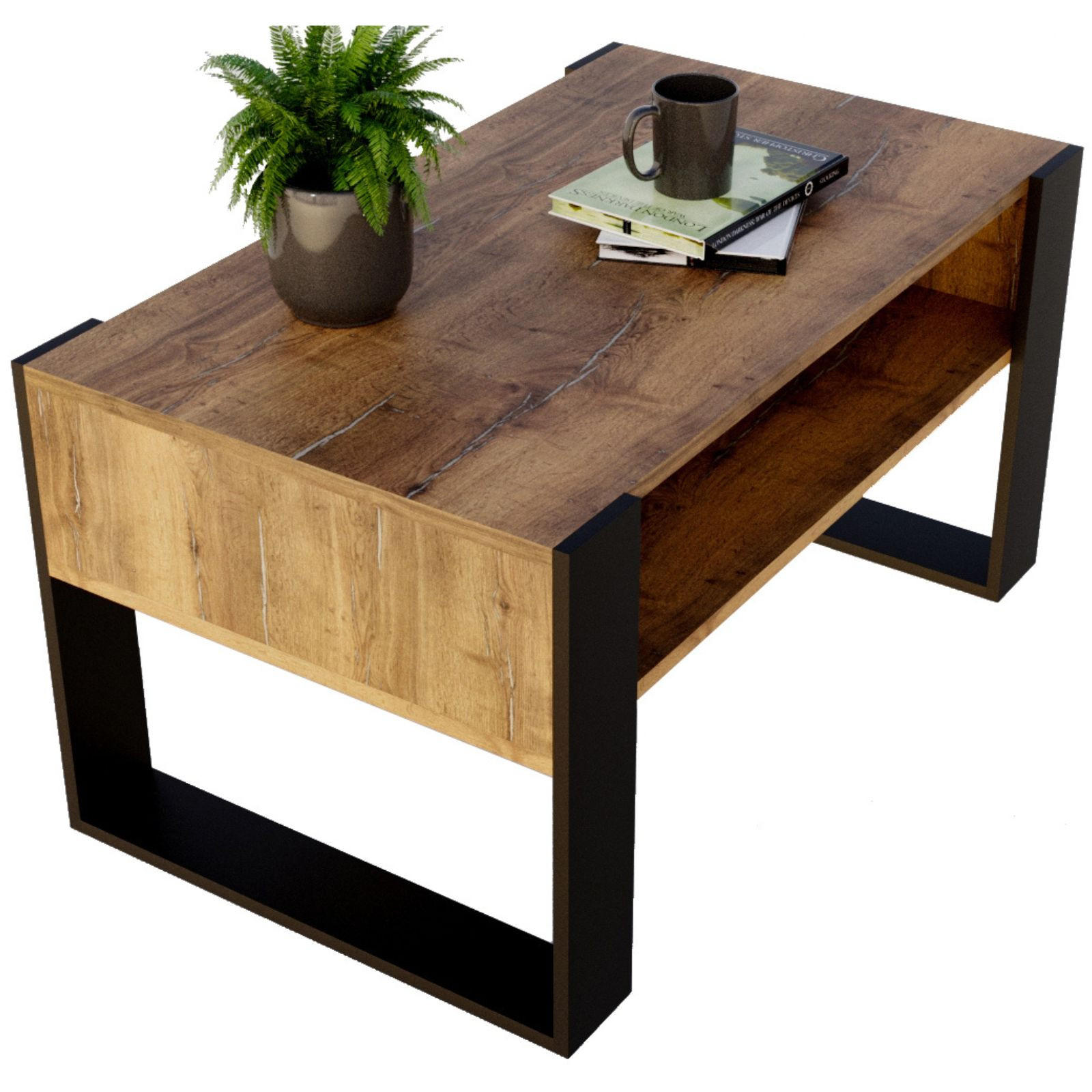 COUCHTISCH Karo92 92/45/53,6 - Nussbaumfarben/Schwarz, Holzwerkstoff (54/92/45cm) - RAUMHIRSCH FURNITURE