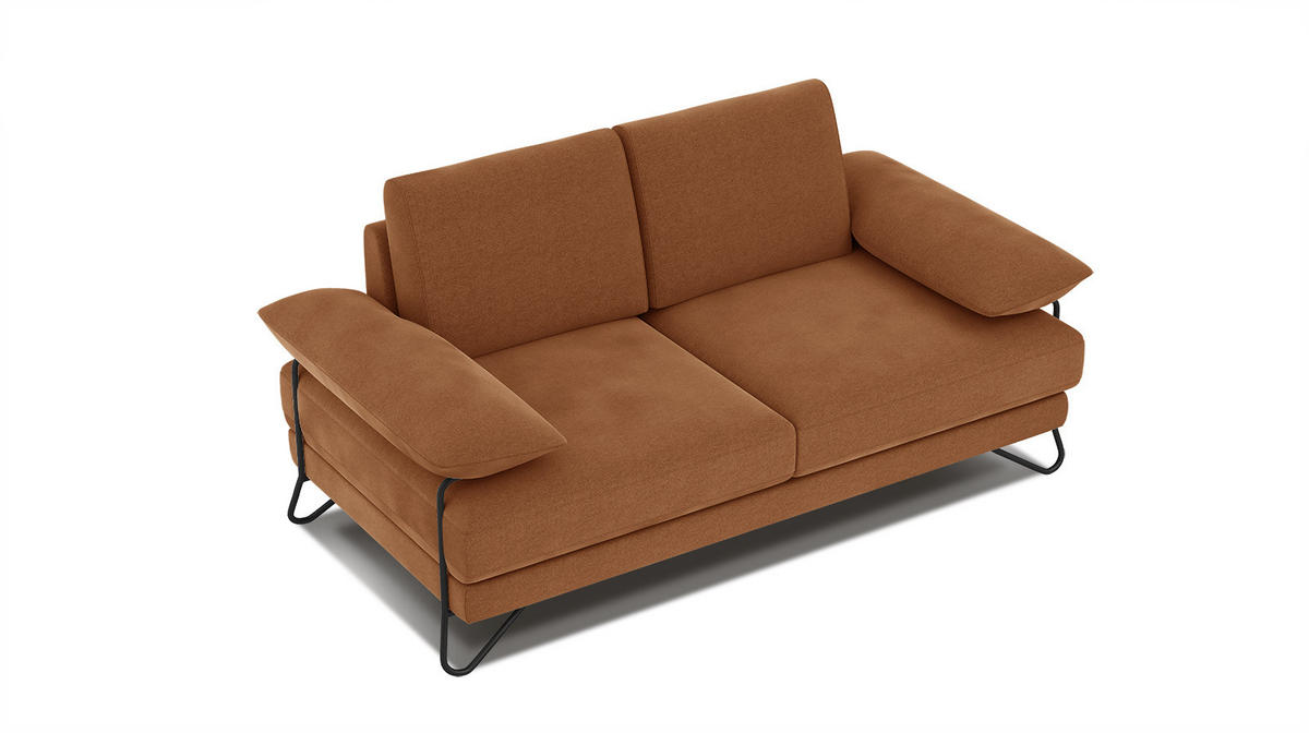 SOFA LORI 2-Sitzer, orange - Schwarz/Orange, Holzwerkstoff/Textil (185/87/96cm) - Courtois Laville
