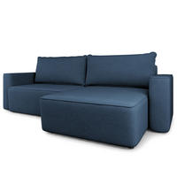 ECKSOFA BELISE CL Blau Veloursstoff mit Schlaffunktion - Blau, Holz/Textil (252/162cm) - MASSENO