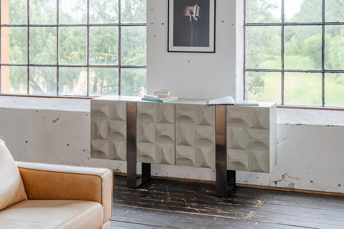 SIDEBOARD MARGO Grau Holz - Grau, Holz/Metall (180/85/40cm) - KAWOLA