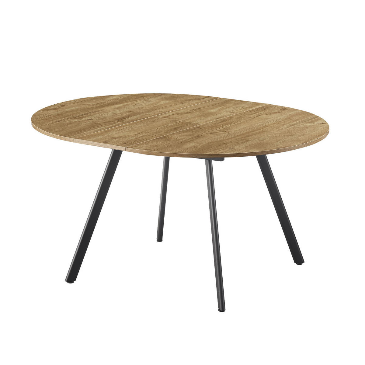 ESSTISCH TILL 120-150/120/76 cm Rund Wildeiche - Wildeiche/Schwarz, Holzwerkstoff (120/120/76cm) - B&D Home