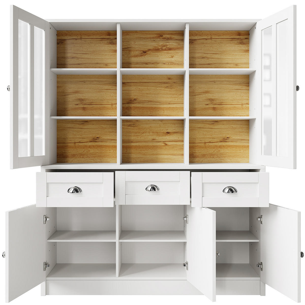 BUFFETSCHRANK Kombi Weiß 140/38.5/175 cm - Weiß, Holz (140/175/38.5cm) - PANGIVO