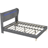 POLSTERBETT 140/200 cm DE-35471 mit LED-Kopfteil Grau - Grau, Metall (140/200cm) - ComfortXL