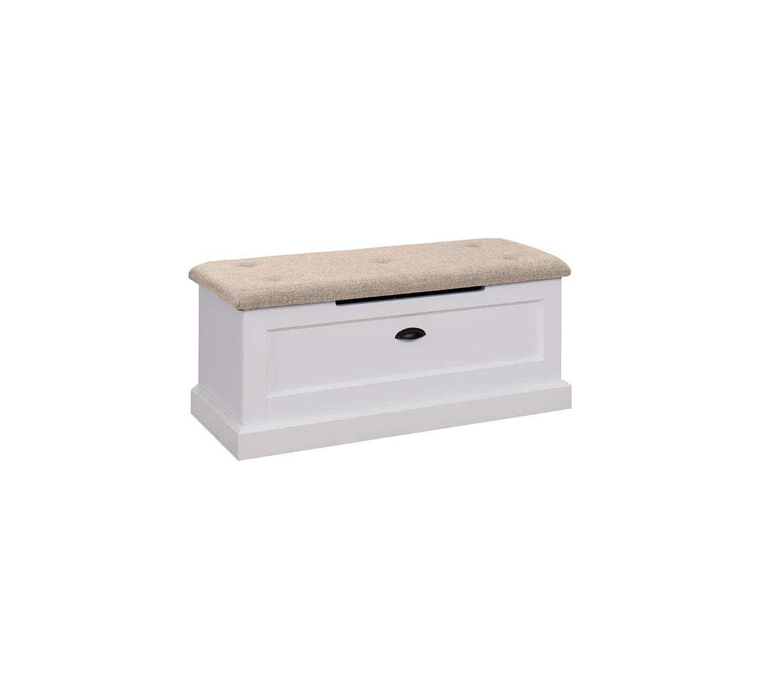 Feldmann-Wohnen Sitzbank Weiß, Braun 100x41x42 cm