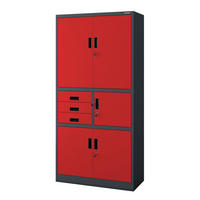 AKTENSCHRANK FILIP II 185x90x40 cm - Anthrazit/Rot, Metall (90/185/40cm) - Jan Nowak