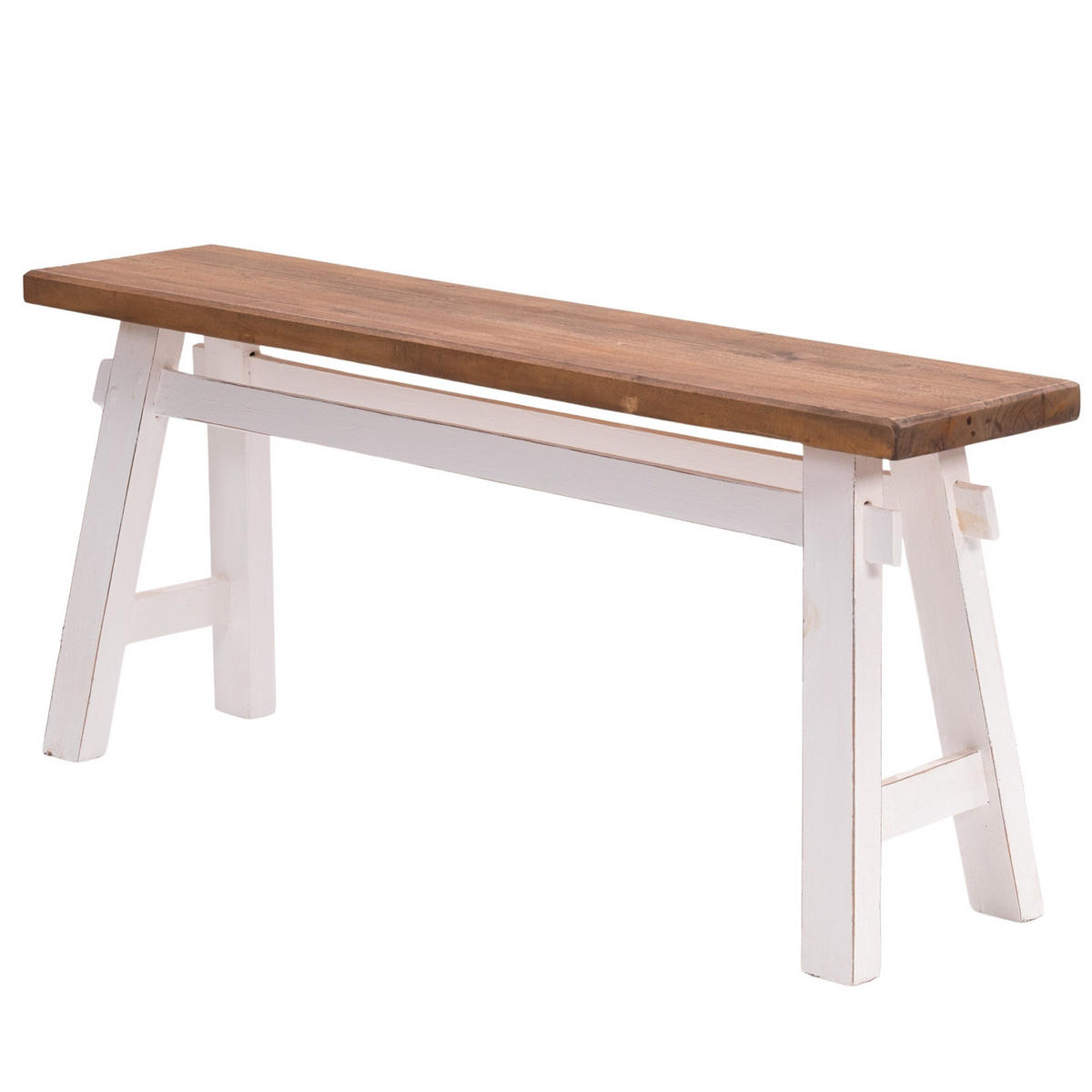 SITZBANK East 118 Mahagoni Recyclingholz massiv 06 weiß-landhaus - Weiß, Holz (118/53/28cm) - DESIGN DELIGHTS