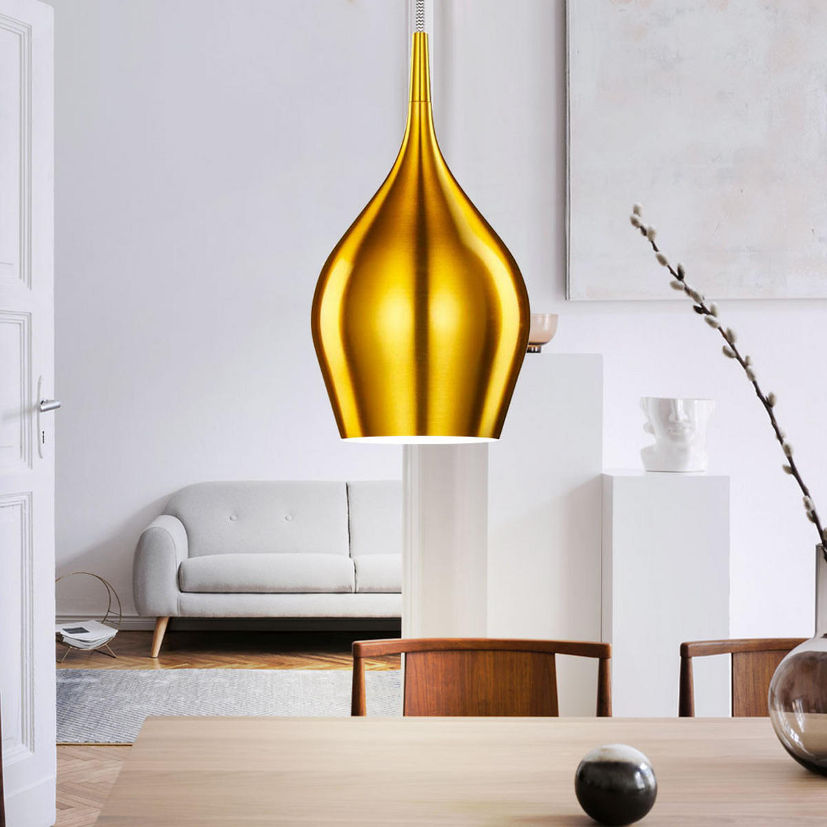 LED HÄNGELEUCHTE VIBRANT Aluminium Gold - Goldfarben, Metall (12/12/142cm)