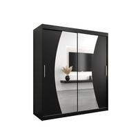 SCHWEBETÜRENSCHRANK 200/180/62 2-türig - Silberfarben/Schwarz, Holz/Kunststoff (180/200/62cm) - Abiks Möbel