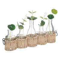 VASEN-SET mit Kunstblumen 40,5/8/29,5 cm - Beige, Glas (29.5cm) - Atmosphera Createur d´interieur
