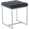 HOCKER Lederlook schwarz - Edelstahlfarben/Schwarz, Textil/Metall (40/48/40cm) - CLP