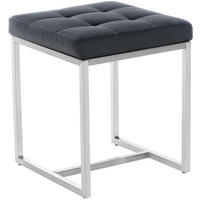 HOCKER Lederlook schwarz - Edelstahlfarben/Schwarz, Textil/Metall (40/48/40cm) - CLP