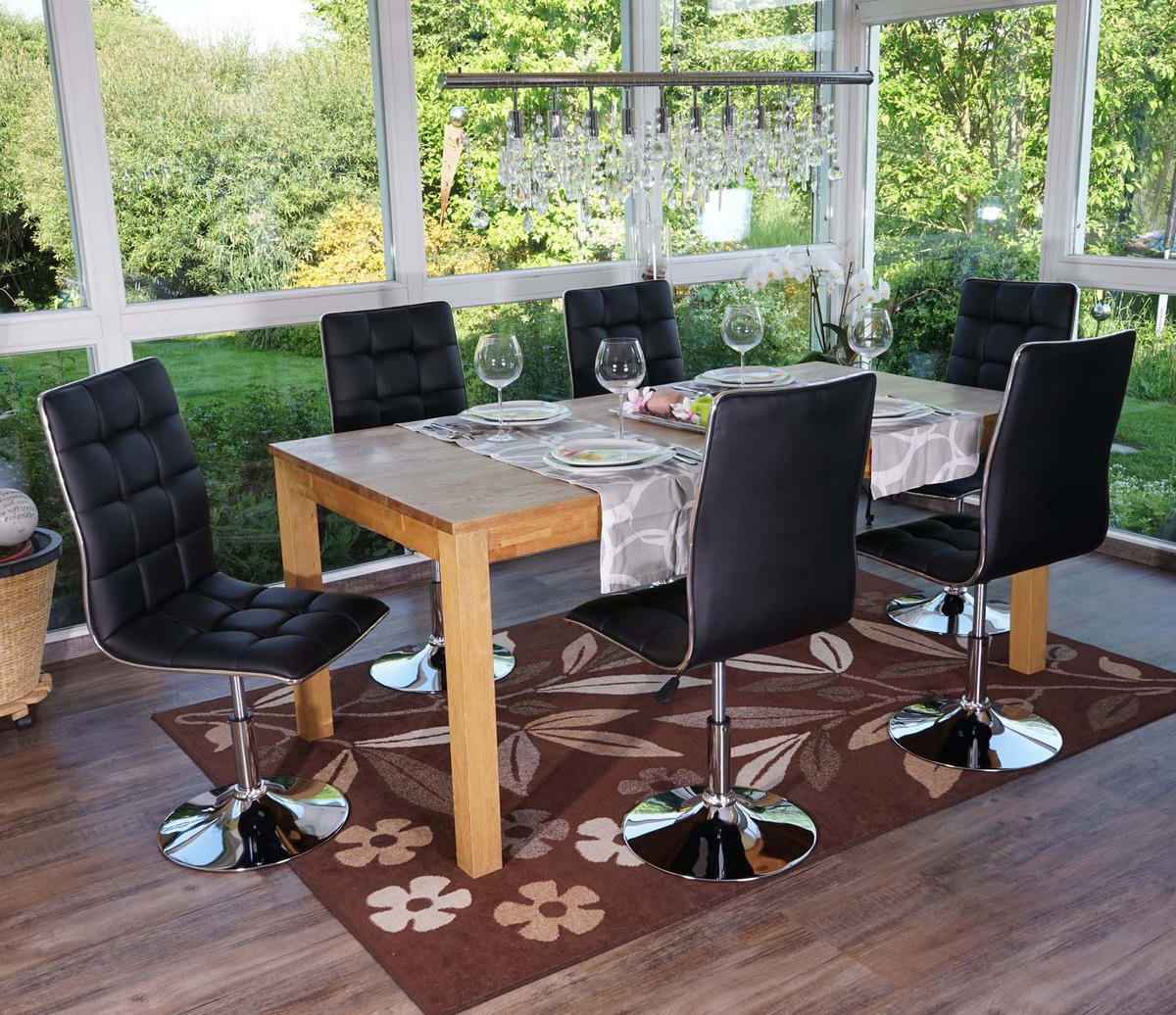 ESSZIMMERSTUHL 2er-Set 103x43x54cm Sitzhöhe 41cm Kunstleder Schwarz - Schwarz, Kunststoff (43/103/54cm) - CHEFGASTRO