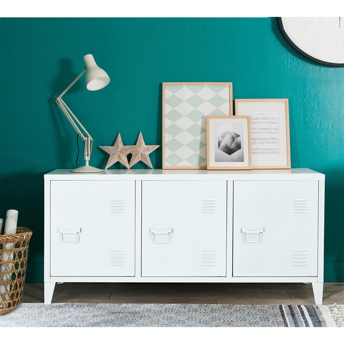 LOWBOARD Metall weiß - Weiß, Metall (120/58/40cm) - Urban Meuble