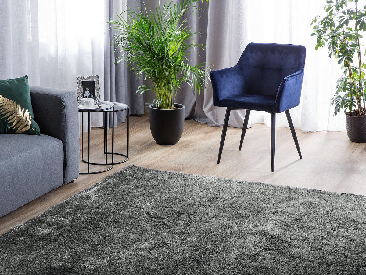 SHAGGY-TEPPICH Demre 200/140 cm - Grau, Kunststoff (140/200cm) - Beliani