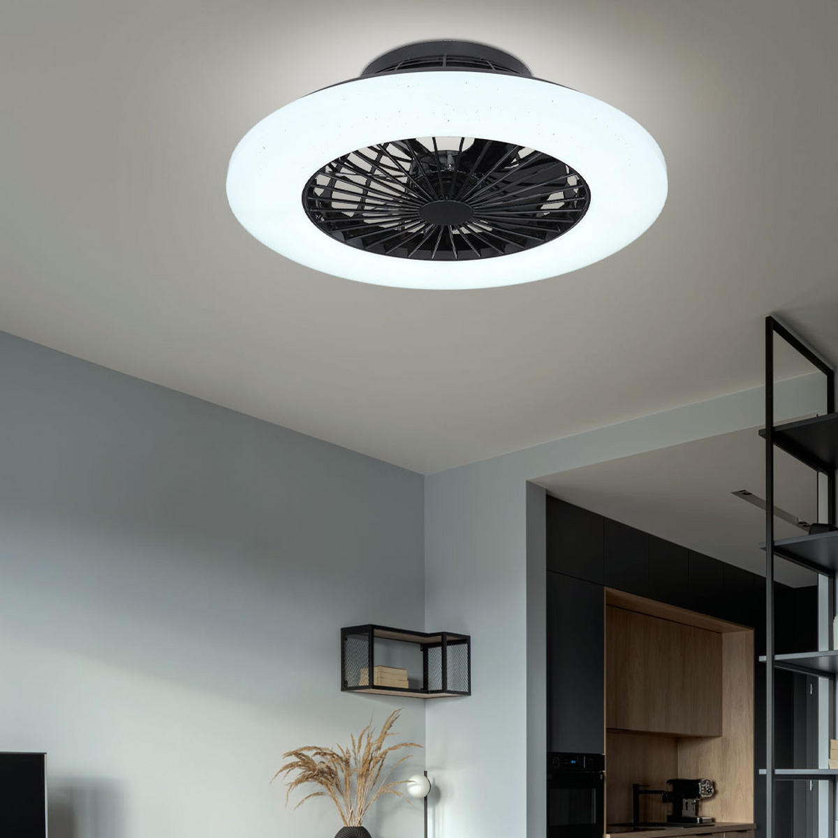 LED DECKENLEUCHTE Deckenventilator Weiß - Weiß, Metall (50/50/17.5cm) - Globo Lighting