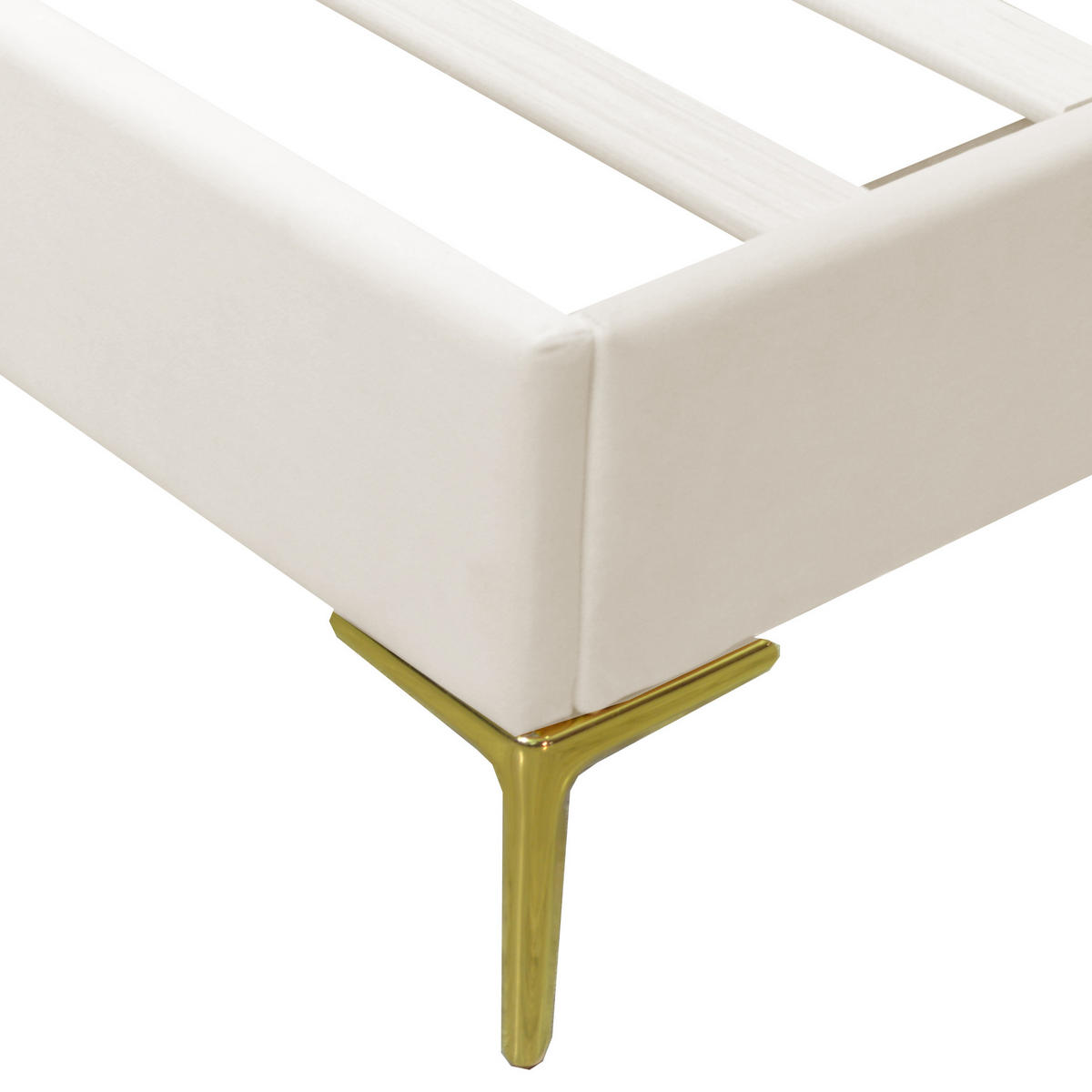 POLSTERBETT 140/200 cm Beige aus Samt mit verstellbarem Kopfteil - Beige, Holzwerkstoff (140/200cm) - OKMYHOME