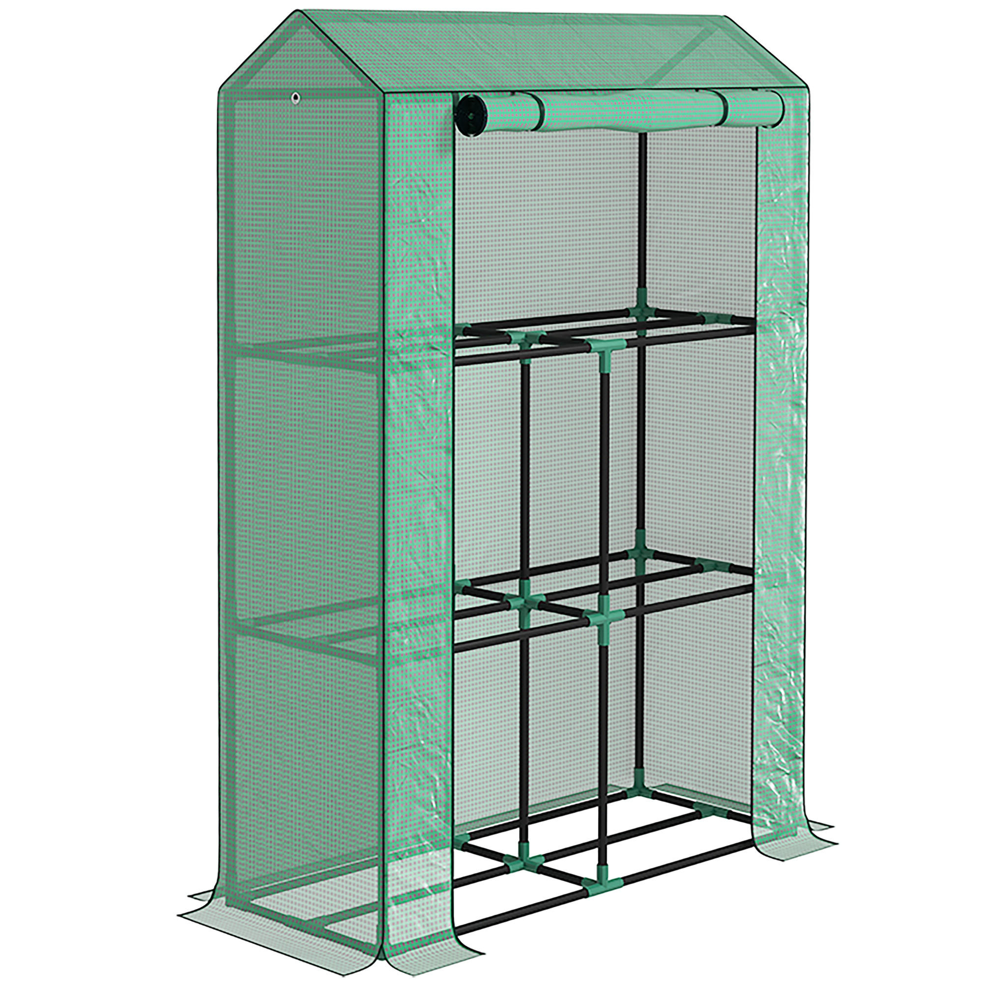 GEWÄCHSHAUS, 100L x 40B x 150H cm - Grün, Kunststoff/Metall (40/150/100cm) - Outsunny