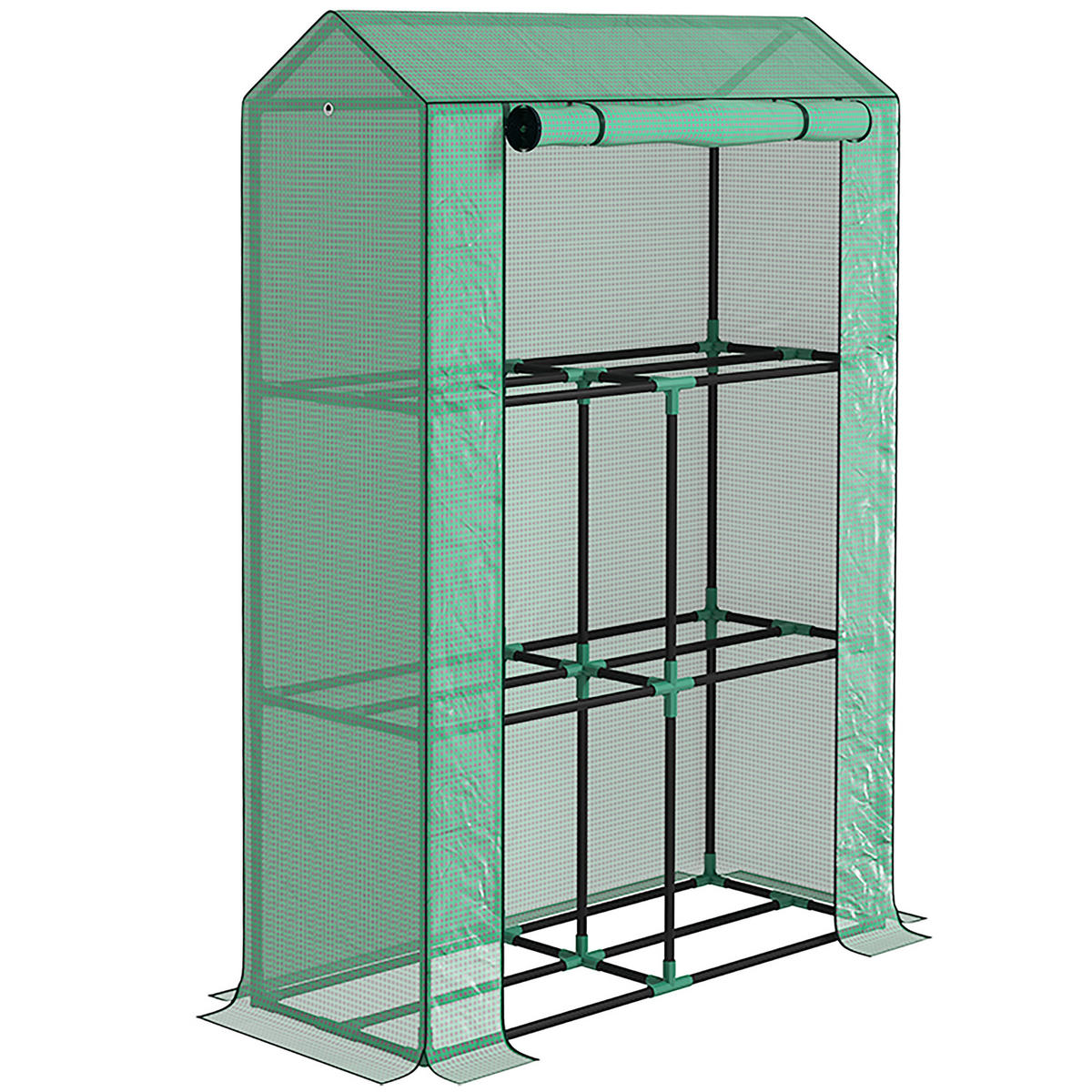 GEWÄCHSHAUS, 100L x 40B x 150H cm - Grün, Kunststoff/Metall (40/150/100cm) - Outsunny