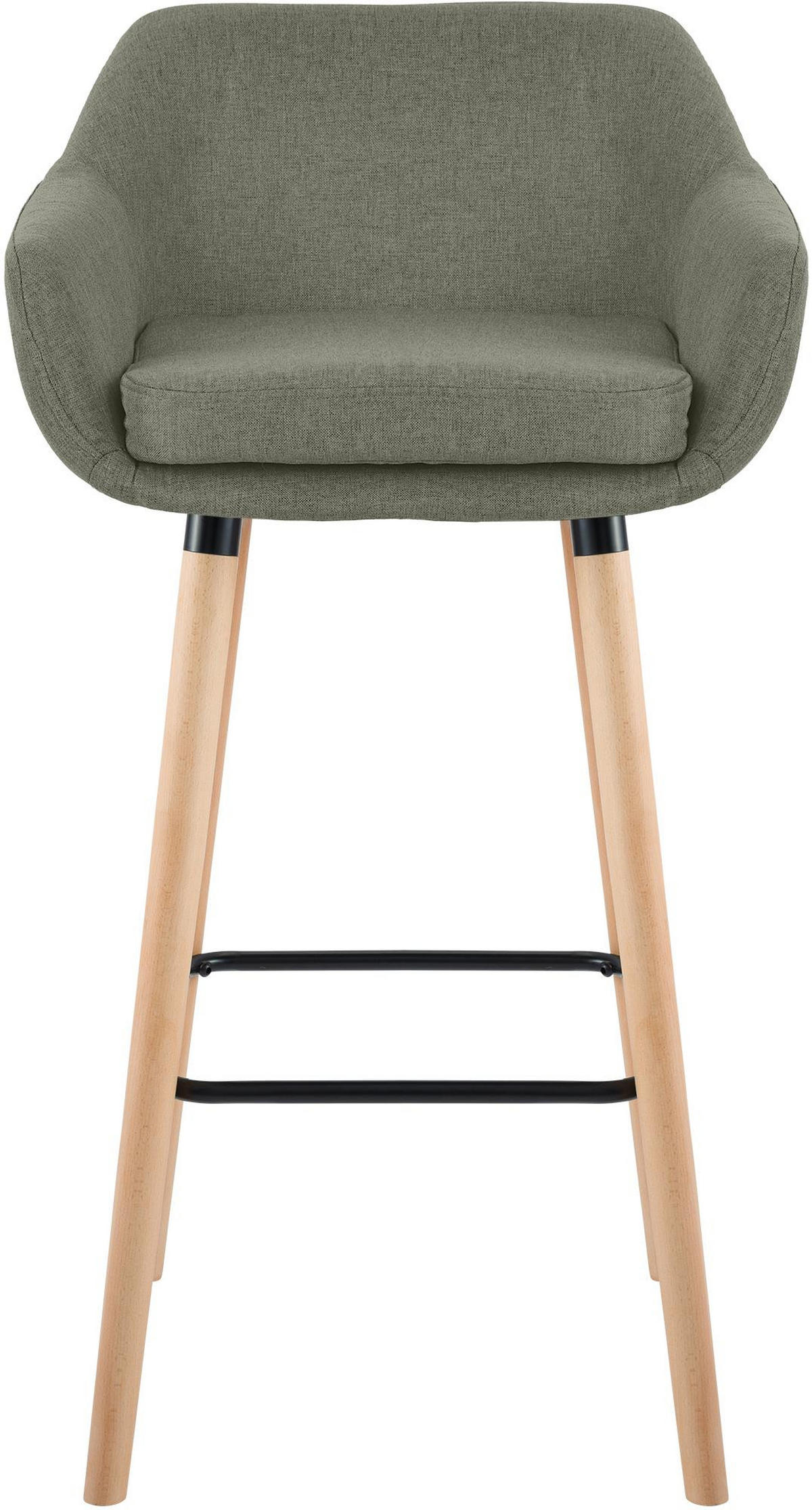 BARHOCKER Stoff Hellgrau - Eukalyptusholzfarben/Hellgrau, Holz/Textil (55/99/46cm) - CLP